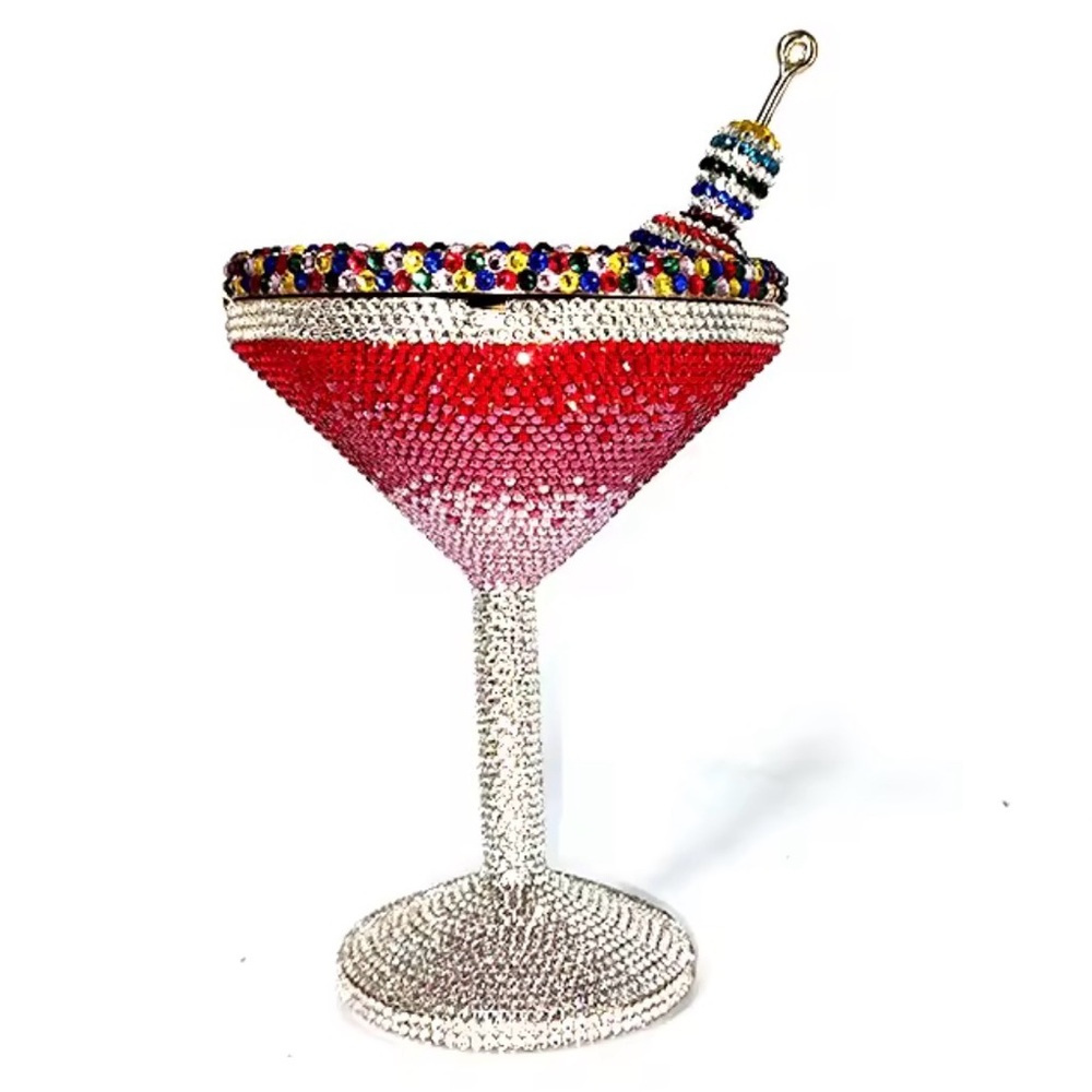 Key West Multicolor Rhinestone Embellished Martini Cocktail Clutch Purse Bag - Picture 2 of 5